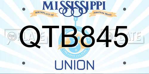 QTB845 Mississippi License Plate