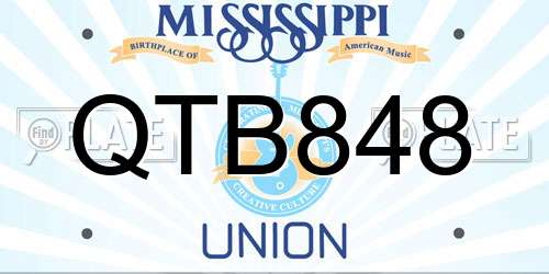 QTB848 Mississippi License Plate