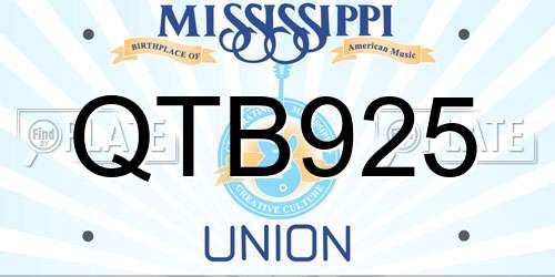 QTB925 Mississippi License Plate