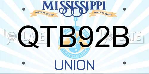 QTB92B Mississippi License Plate