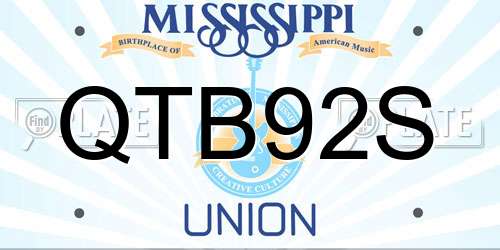 QTB92S Mississippi License Plate