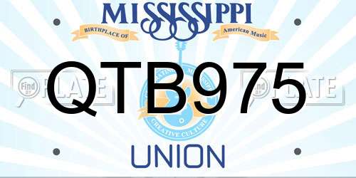 QTB975 Mississippi License Plate