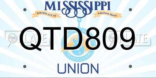 QTD809 Mississippi License Plate