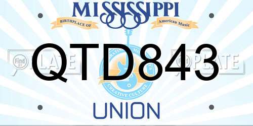QTD843 Mississippi License Plate