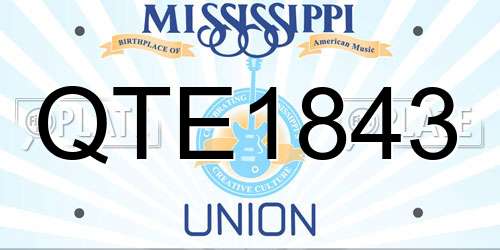 QTE1843 Mississippi License Plate