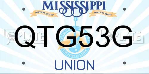 QTG53G Mississippi License Plate