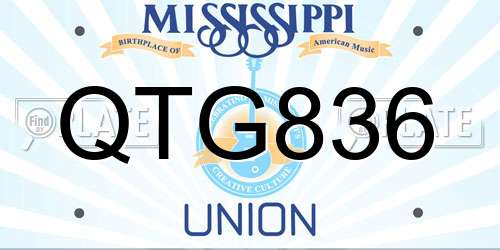 QTG836 Mississippi License Plate