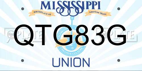 QTG83G Mississippi License Plate