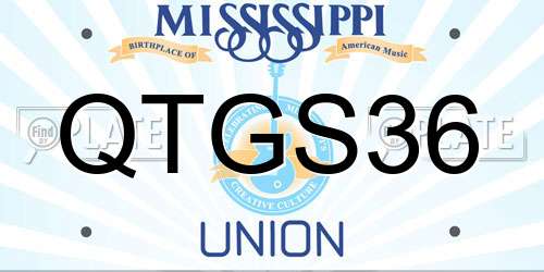 QTGS36 Mississippi License Plate
