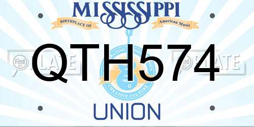QTH574 Mississippi License Plate