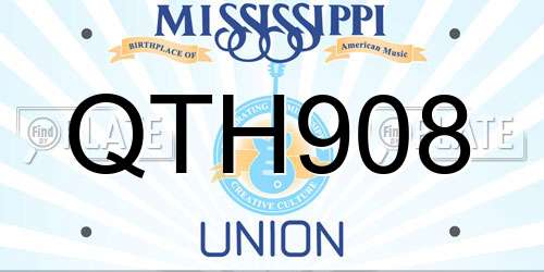 QTH908 Mississippi License Plate