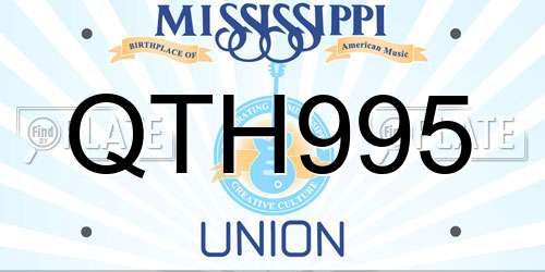 QTH995 Mississippi License Plate