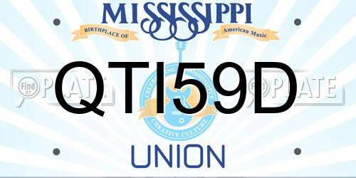 QTI59D Mississippi License Plate