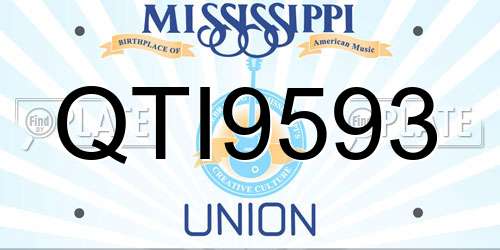 QTI9593 Mississippi License Plate