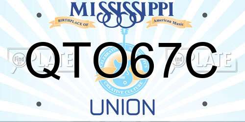 QTO67C Mississippi License Plate