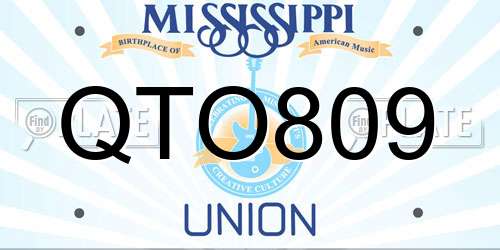 QTO809 Mississippi License Plate