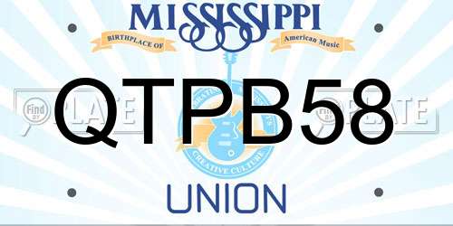 QTPB58 Mississippi License Plate