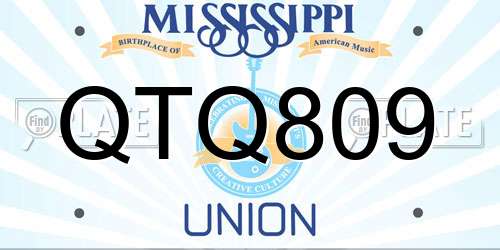 QTQ809 Mississippi License Plate