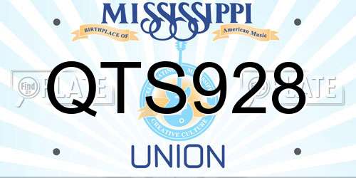 QTS928 Mississippi License Plate