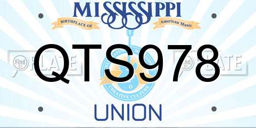 QTS978 Mississippi License Plate
