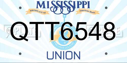 QTT6548 Mississippi License Plate