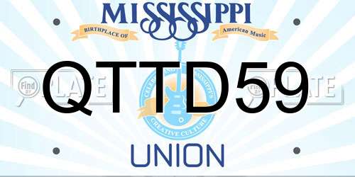 QTTD59 Mississippi License Plate