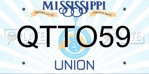 QTTO59 Mississippi License Plate