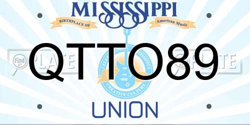 QTTO89 Mississippi License Plate