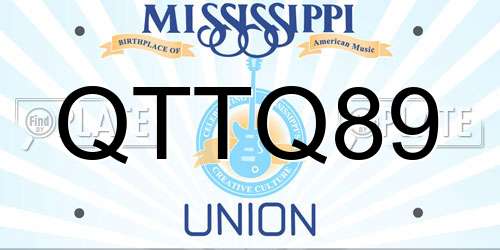 QTTQ89 Mississippi License Plate