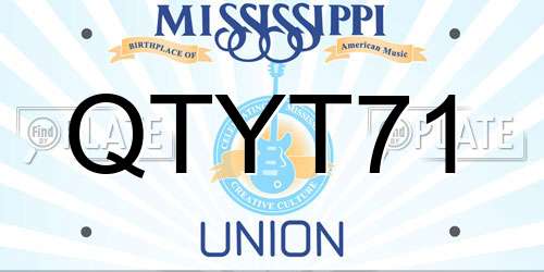 QTYT71 Mississippi License Plate