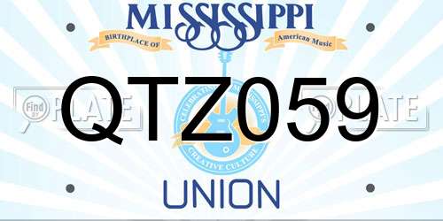 QTZ059 Mississippi License Plate