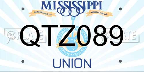 QTZ089 Mississippi License Plate