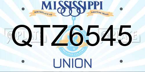 QTZ6545 Mississippi License Plate