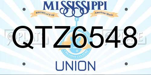 QTZ6548 Mississippi License Plate