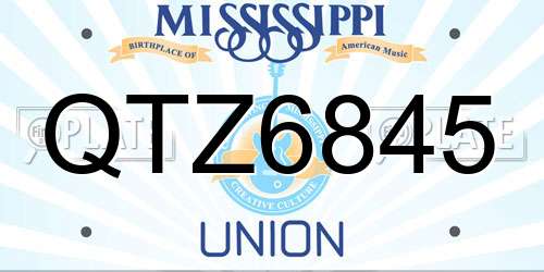 QTZ6845 Mississippi License Plate