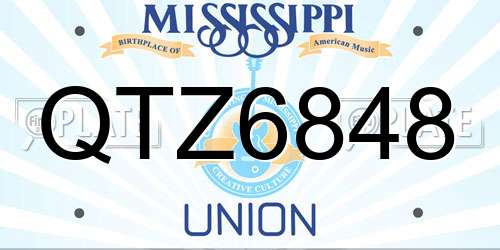 QTZ6848 Mississippi License Plate