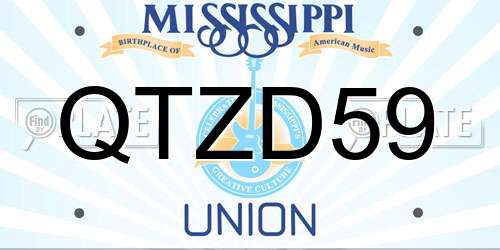 QTZD59 Mississippi License Plate