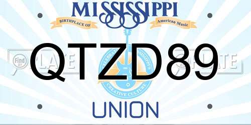 QTZD89 Mississippi License Plate