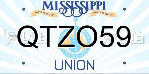 QTZO59 Mississippi License Plate