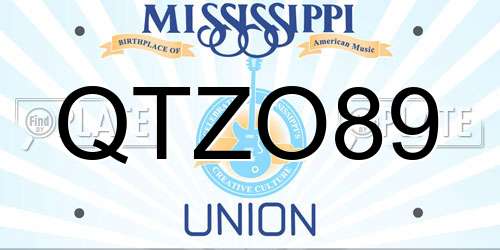 QTZO89 Mississippi License Plate