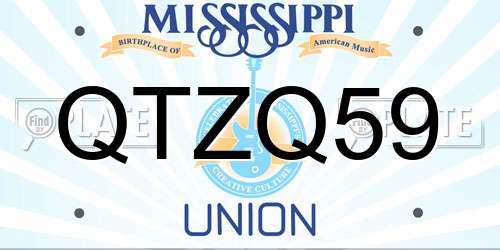 QTZQ59 Mississippi License Plate