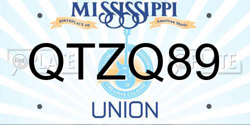 QTZQ89 Mississippi License Plate