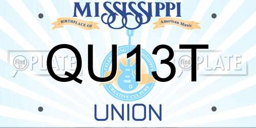QU13T Mississippi License Plate