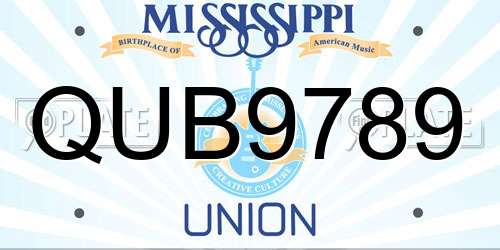 QUB9789 Mississippi License Plate
