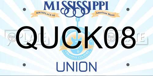 QUCK08 Mississippi License Plate