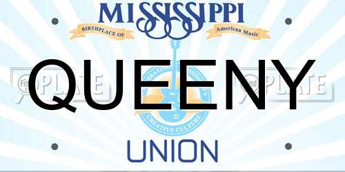 QUEENY Mississippi License Plate