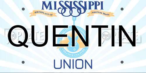 QUENTIN Mississippi License Plate