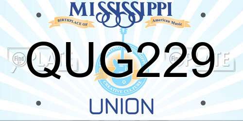 QUG229 Mississippi License Plate