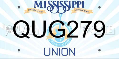 QUG279 Mississippi License Plate