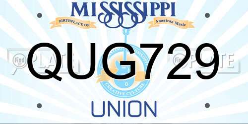 QUG729 Mississippi License Plate